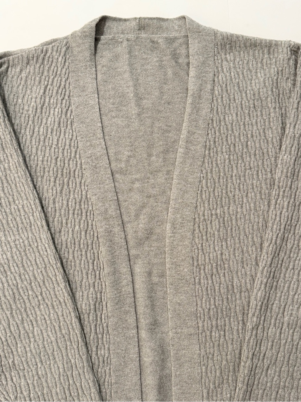 Mushroom Taupe Textured Knit Open Front Fitted Cardigan S/M